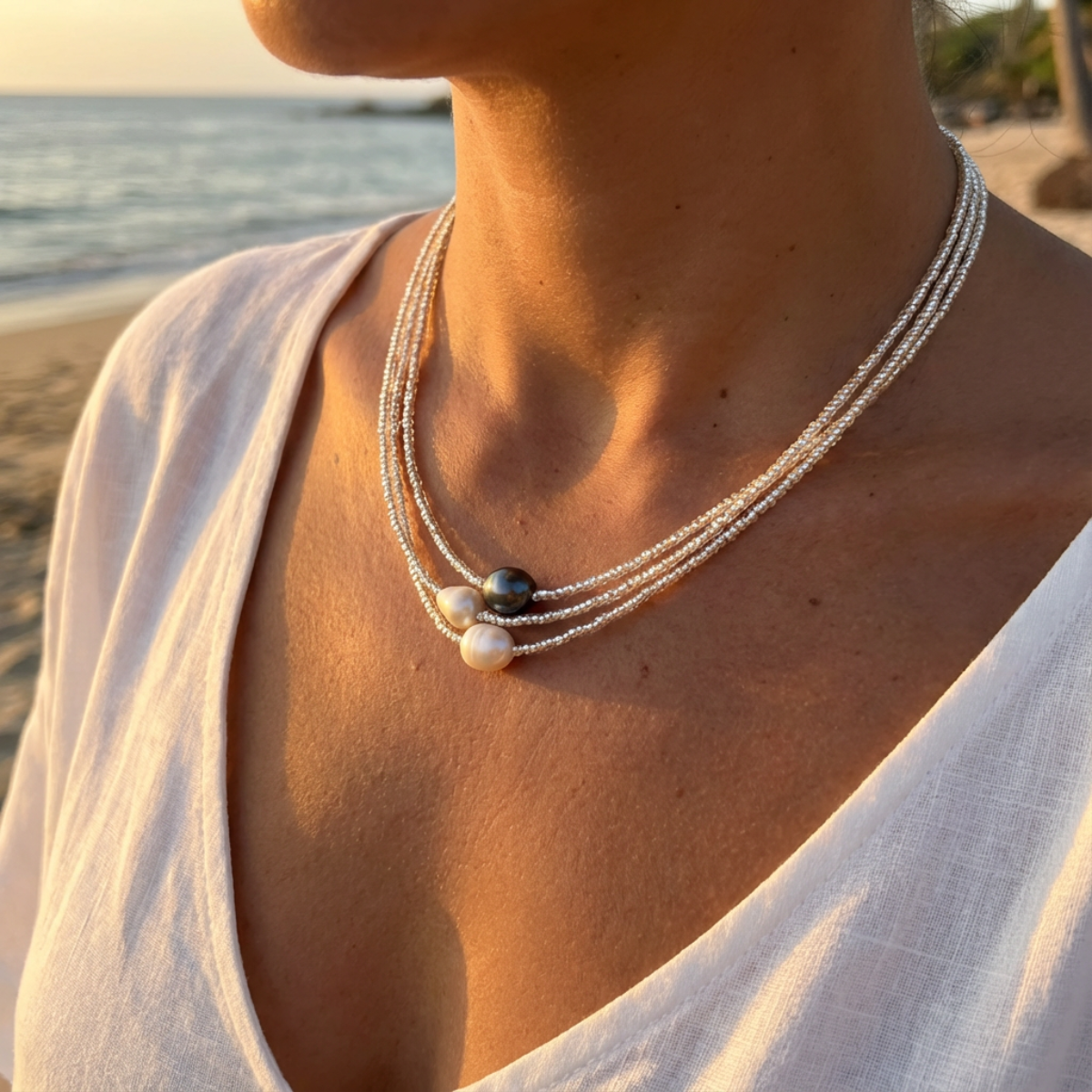 Zelia - Collar de tres hilos